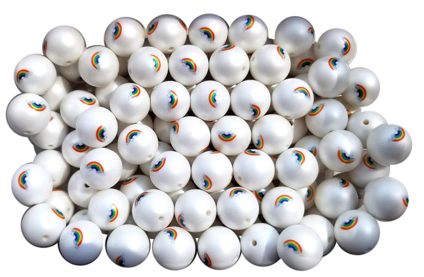tiny rainbows 20mm printed bubblegum beads
