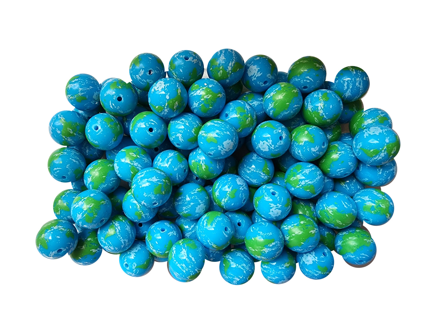 tropical planet earth 20mm printed bubblegum beads