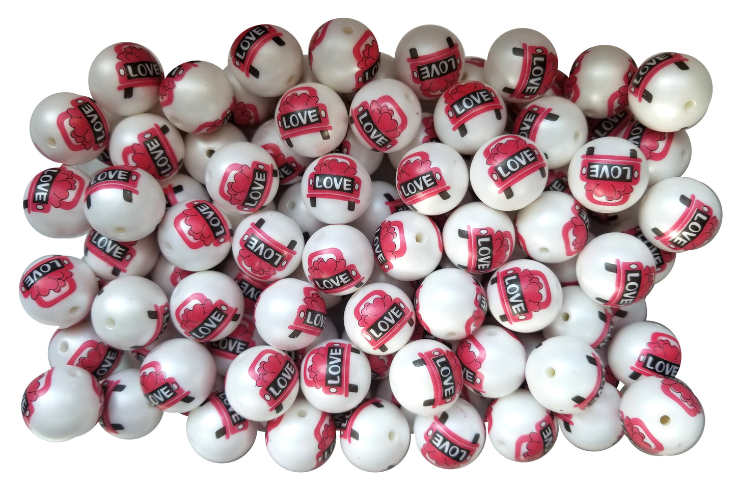 truck full of love 20mm printed bubblegum beads