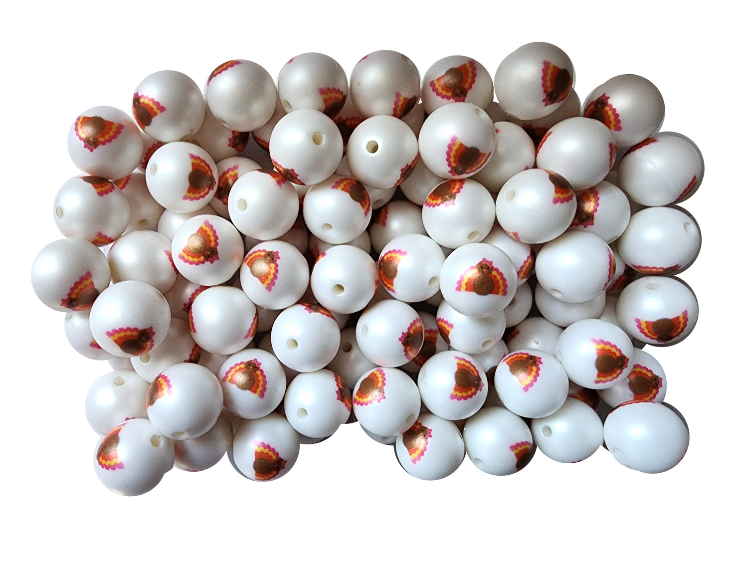 turkey 20mm printed bubblegum beads