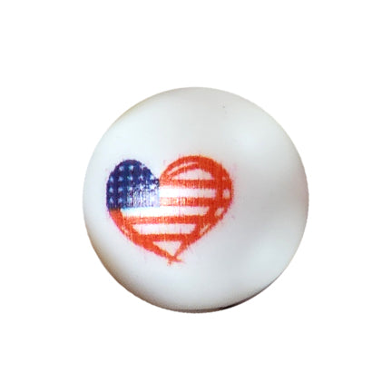 love USA heart 20mm printed bubblegum beads