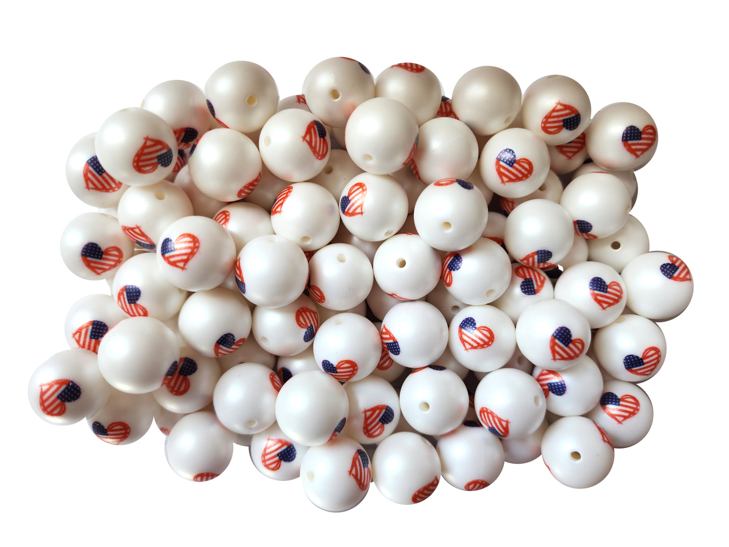 love USA heart 20mm printed bubblegum beads