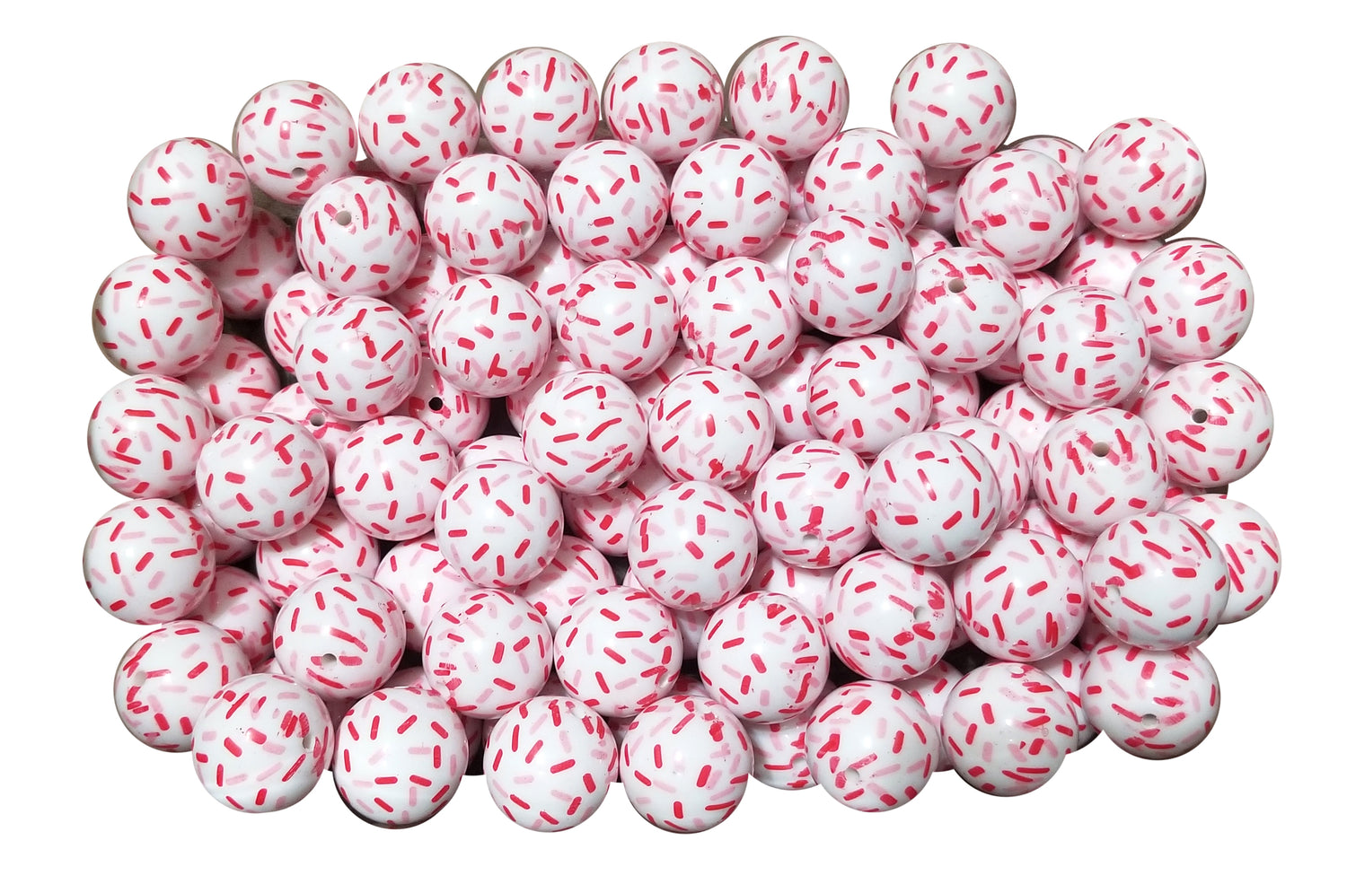 valentine's day sprinkles 20mm printed bubblegum beads