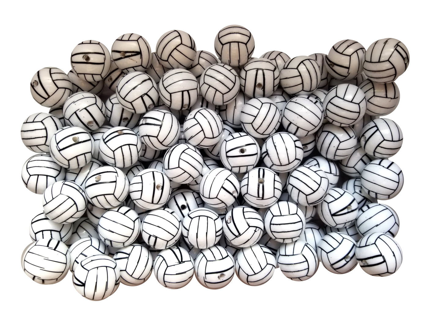 volleyball 20mm printed bubblegum beads