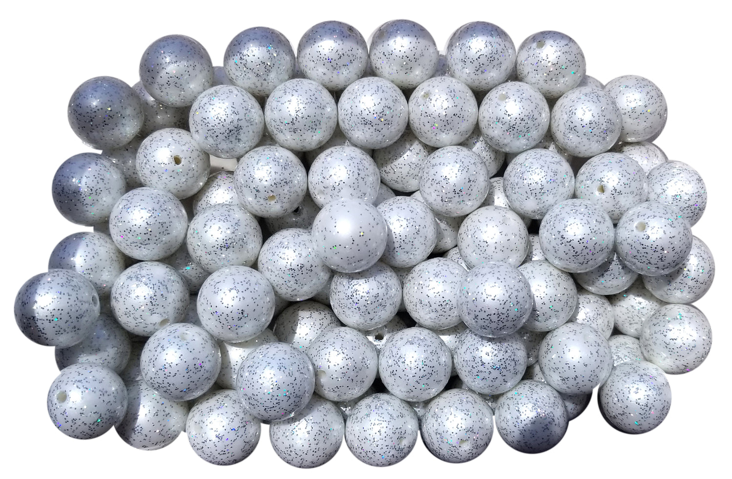 white pearl glitter 20mm bubblegum beads