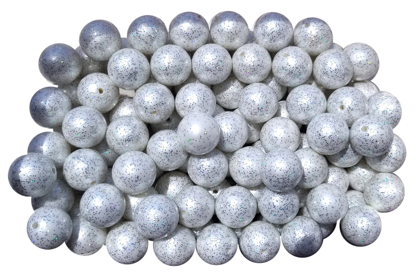 white pearl glitter 20mm bubblegum beads