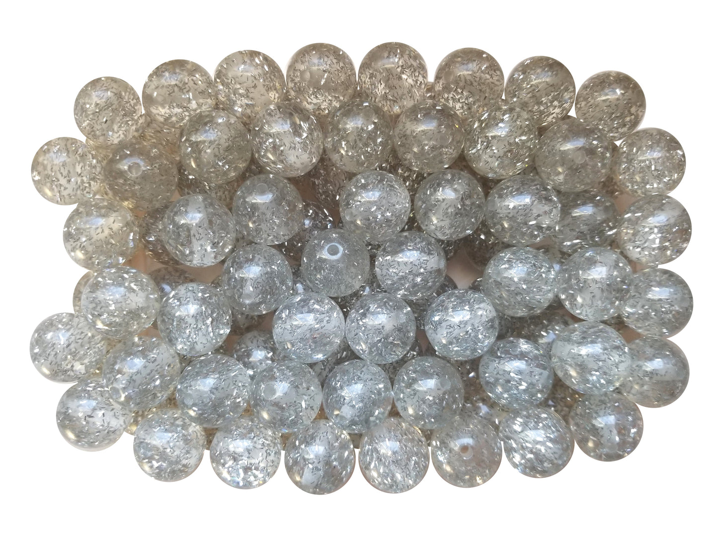clear tinsel glitter 20mm bubblegum beads