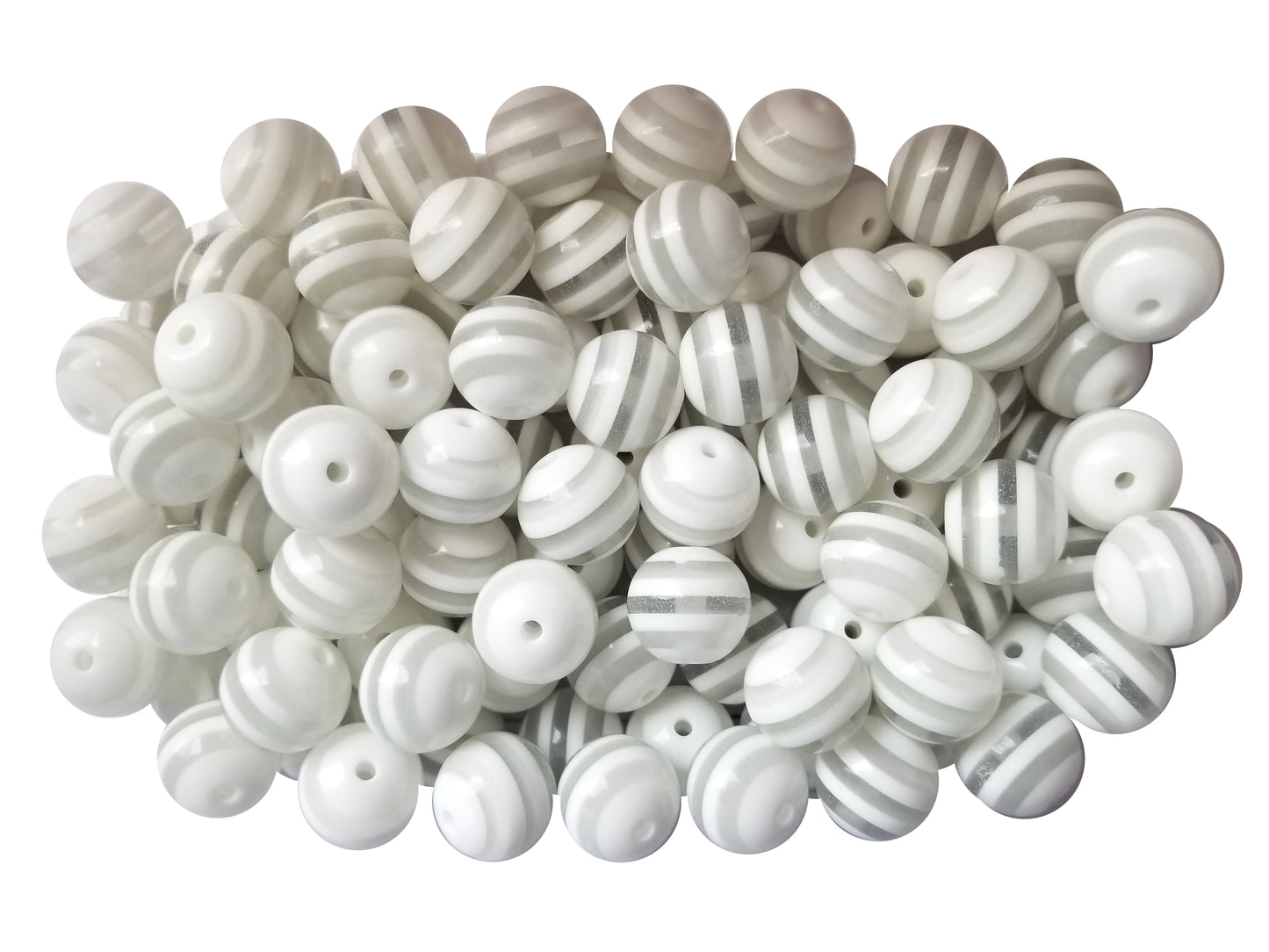 white striped 20mm bubblegum beads
