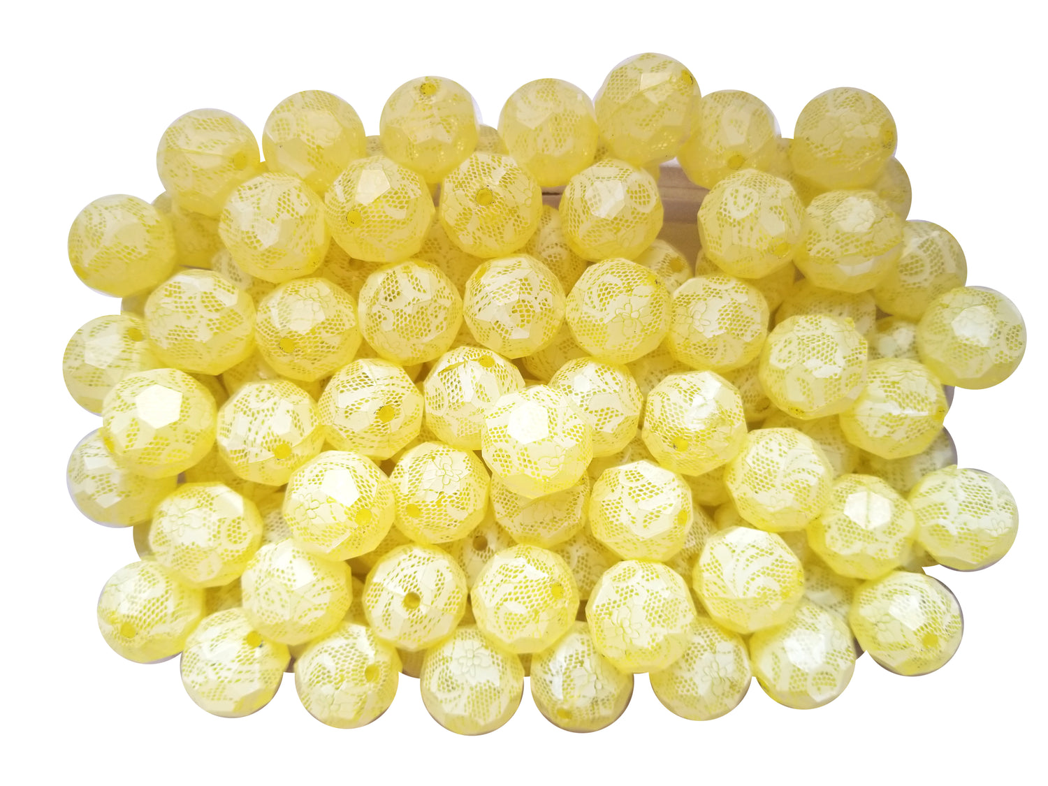 yellow faceted lace 20mm bubblegum beads