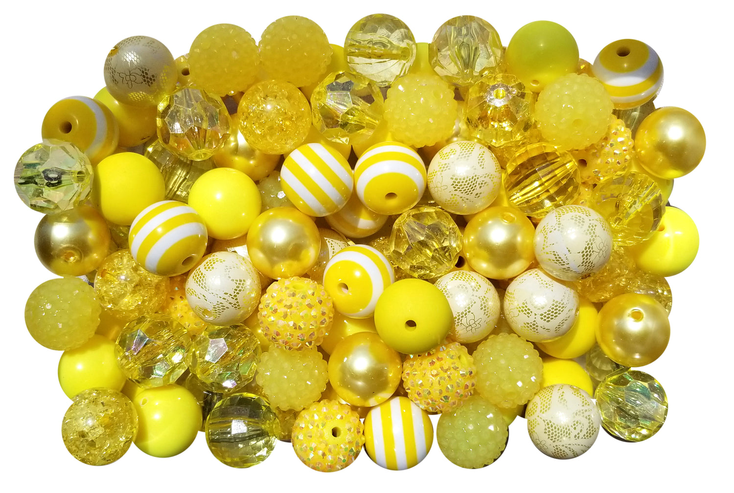 yellow mixed 20mm bubblegum beads