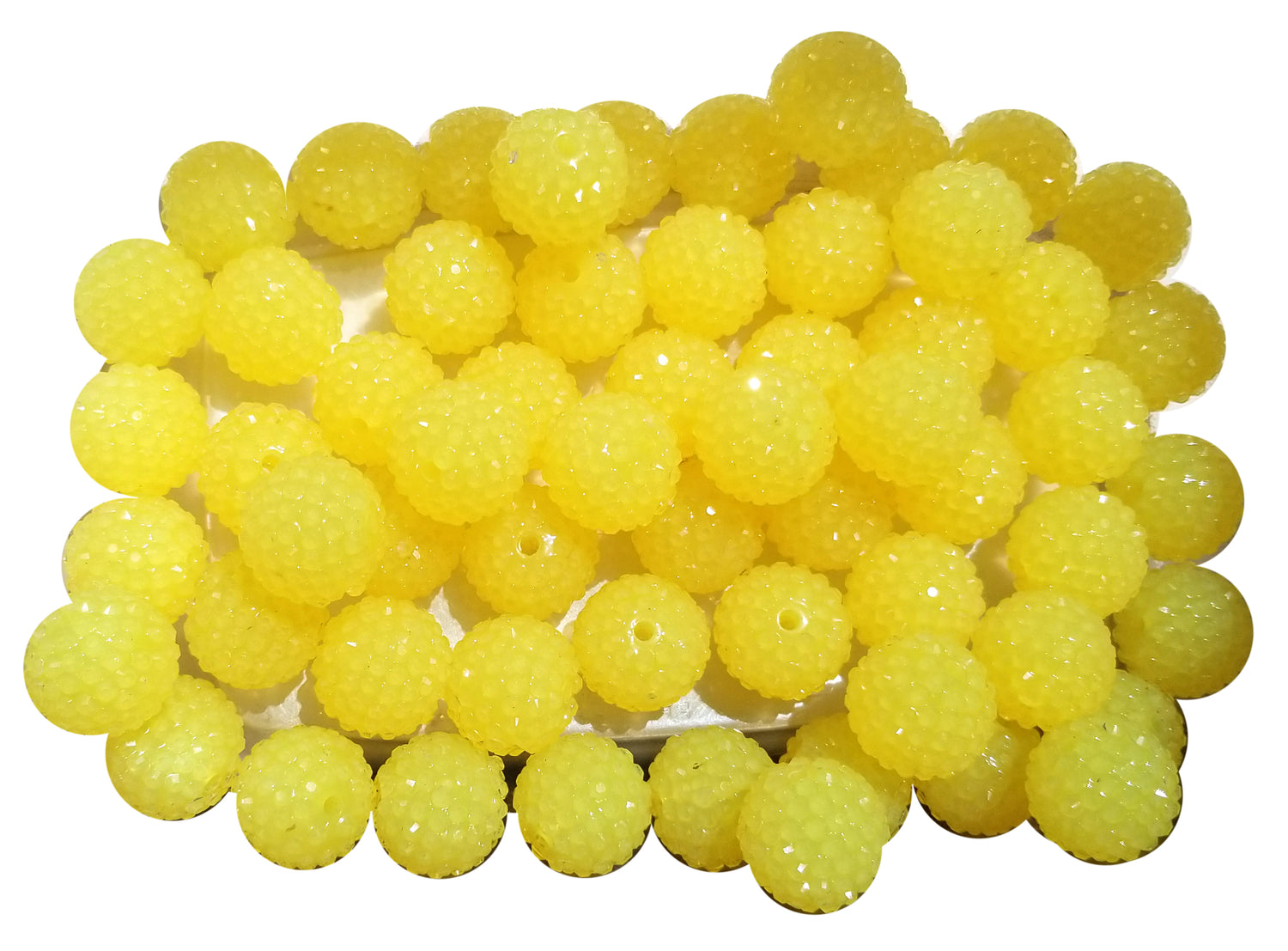 yellow jelly rhinestone 20mm bubblegum beads