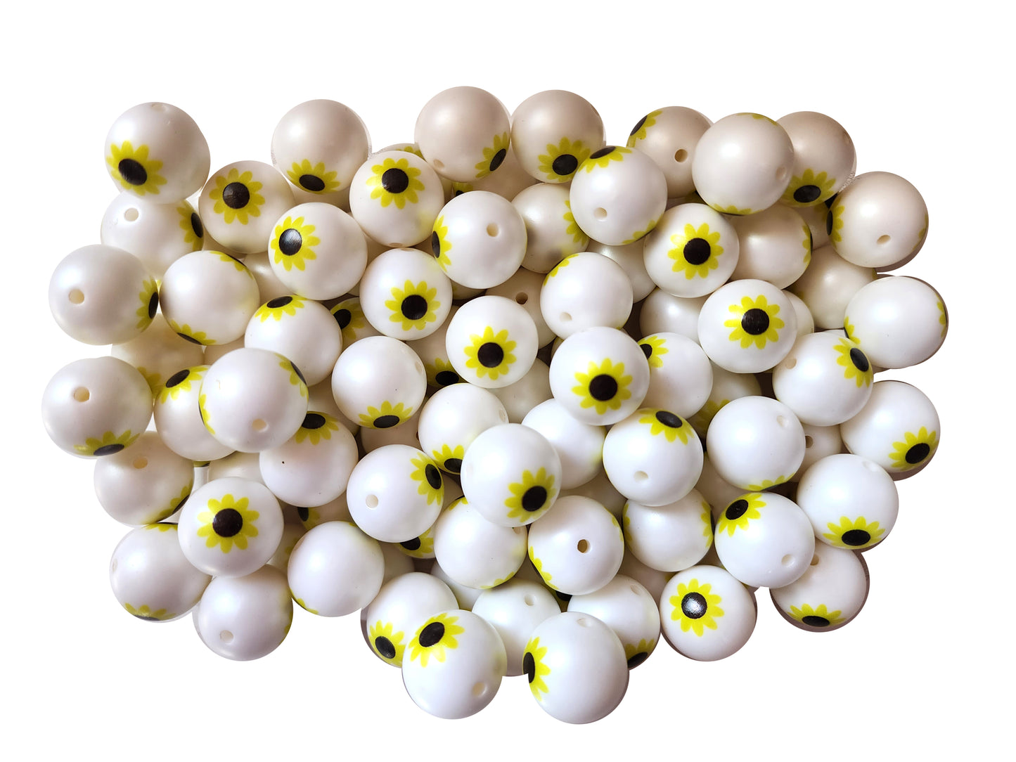 large sunflower 20mm printed wholesale bubblegum beads