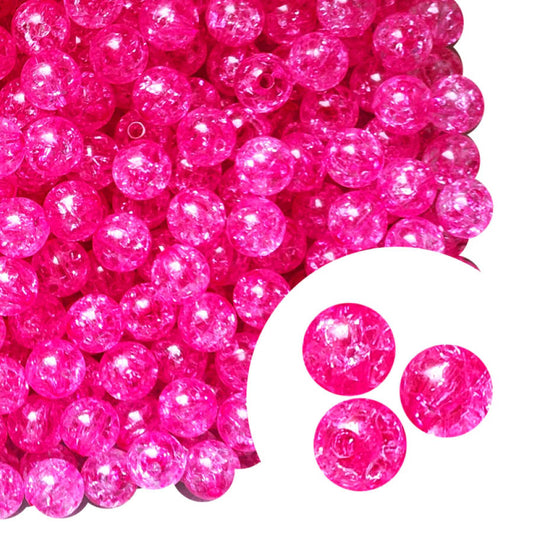 10mm hot pink crackle 10mm bubblegum beads