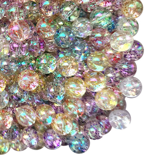 12mm rainbow glitter bubble 12mm bubblegum beads