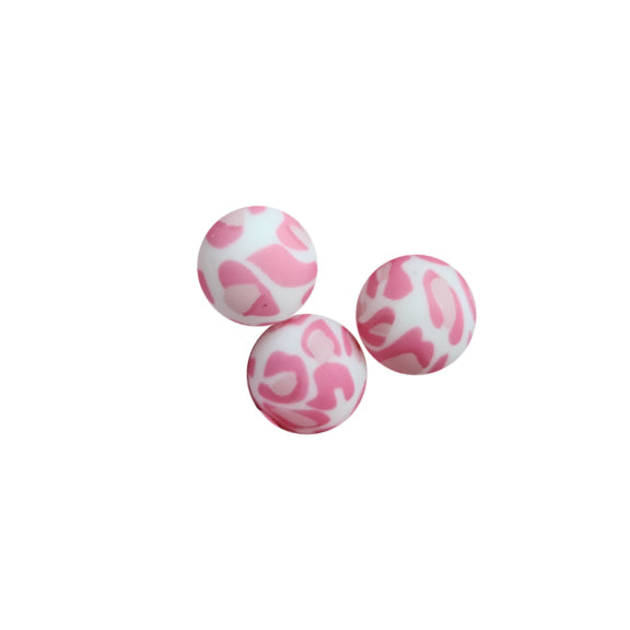 thumbnail image 2 of 10-100pcs 15mm 12mm Leopard Print Round Silicone Beads Bulk 2 of 12