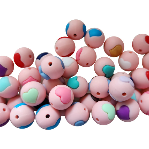 15mm heart cutout round silicone beads