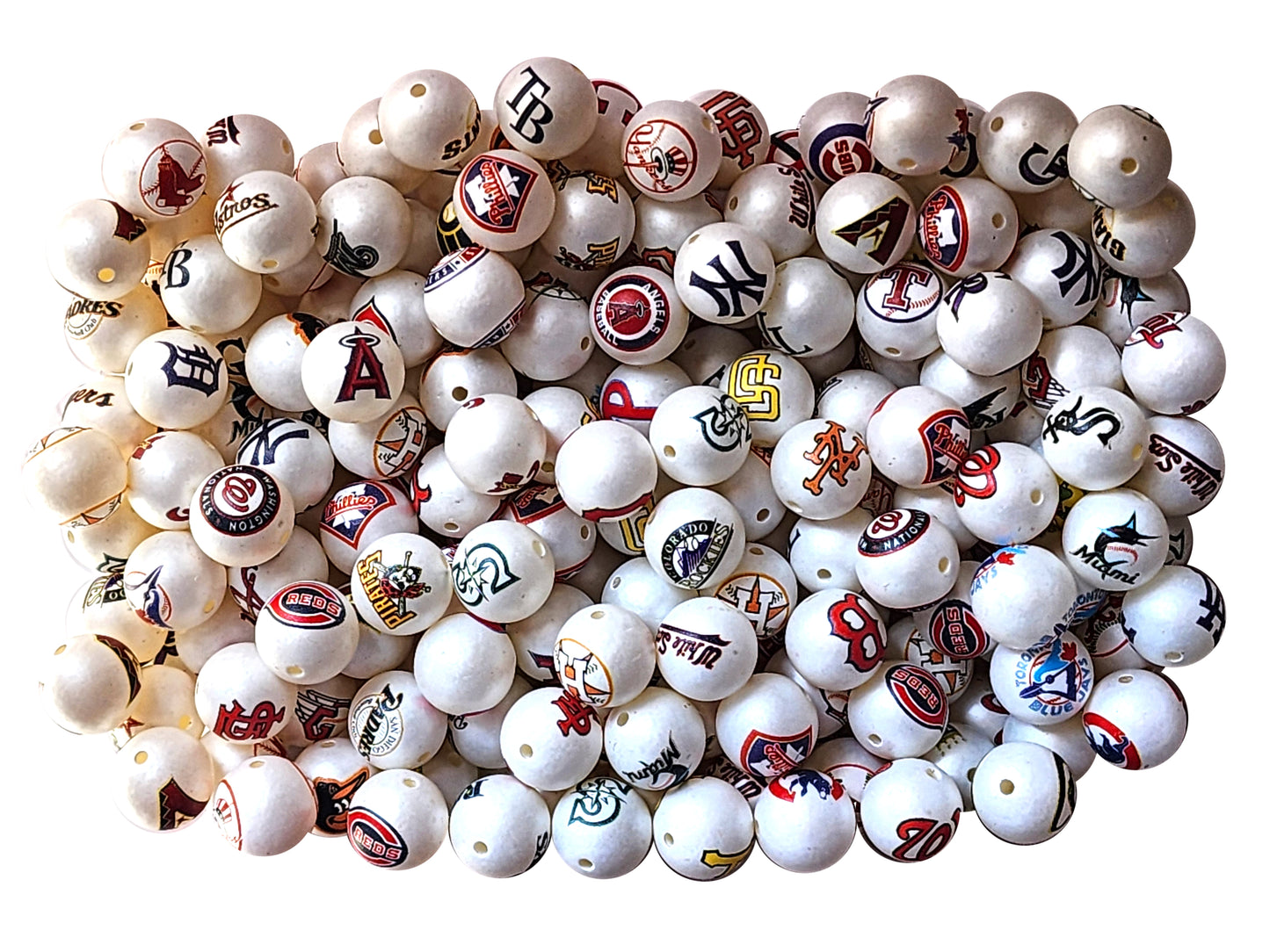 16mm mlb team logos custom printed wholesale bubblegum beads