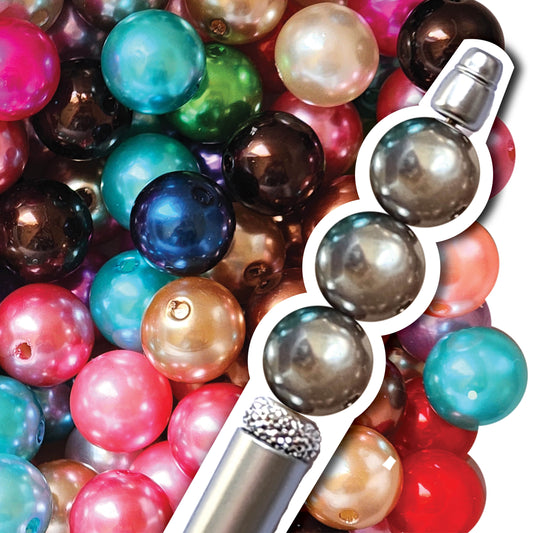16mm pewter pearl bubblegum beads - sold per bead