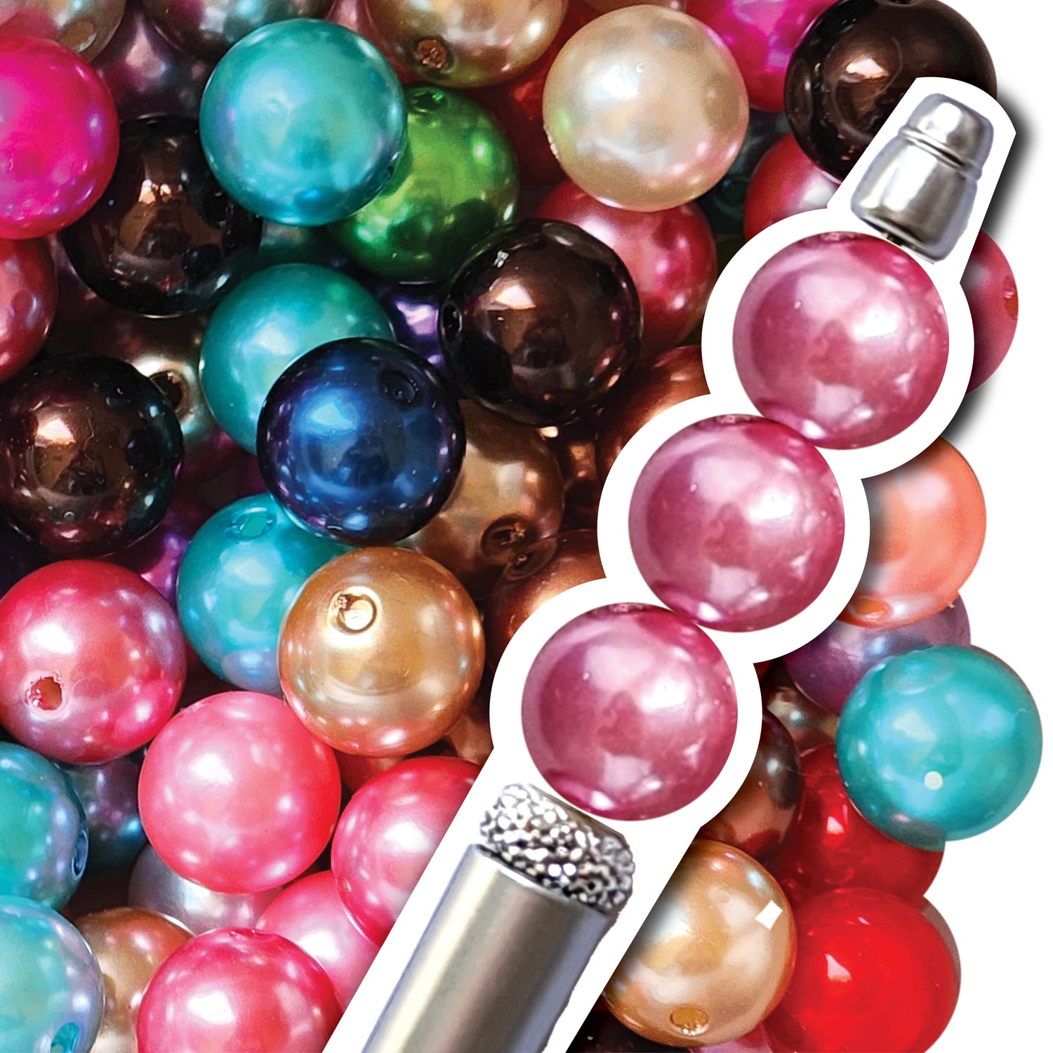 16mm pink pearl bubblegum beads - sold per bead