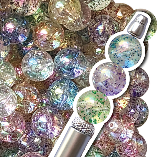 16mm rainbow glitter bubble bubblegum beads