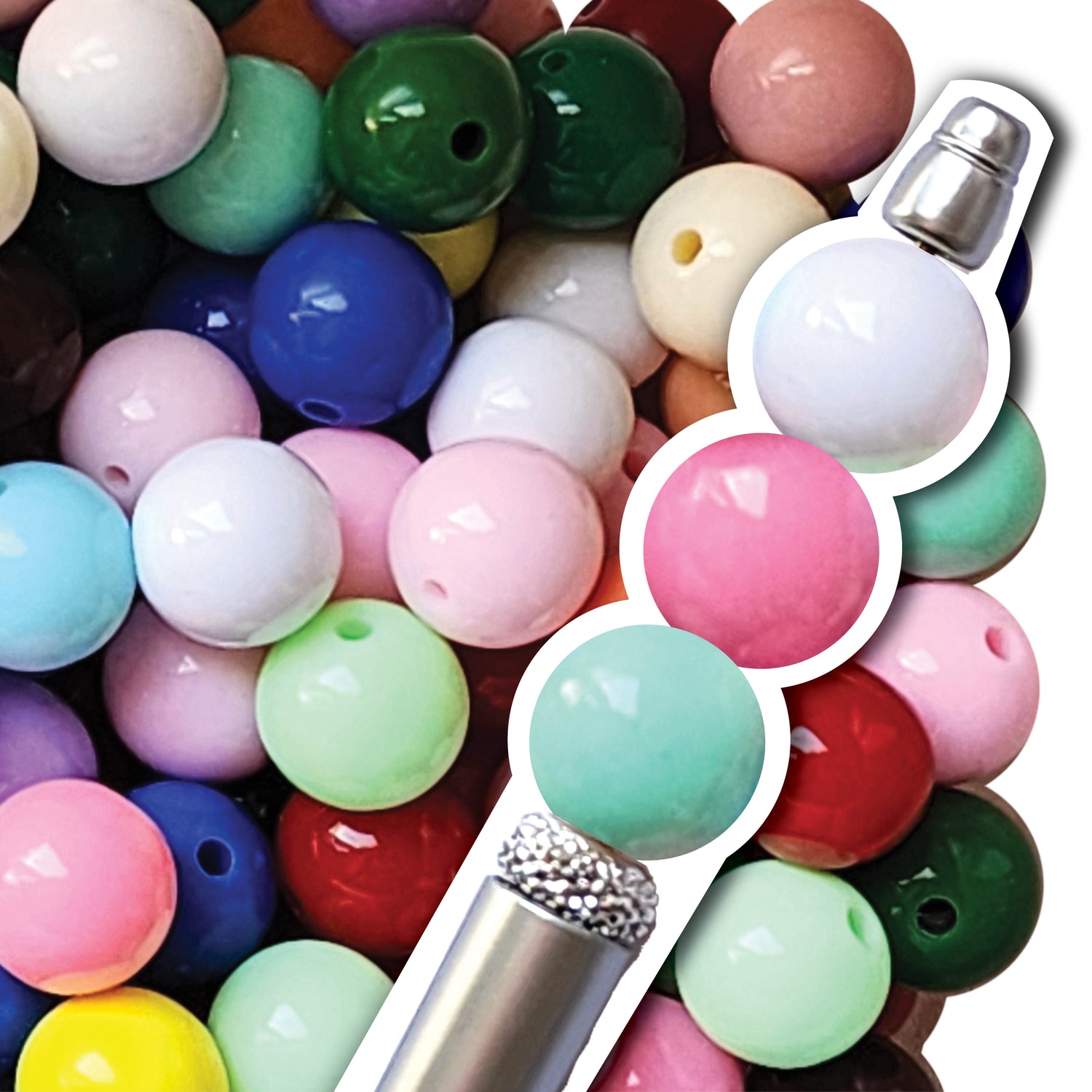 16mm rainbow plain solid bubblegum beads