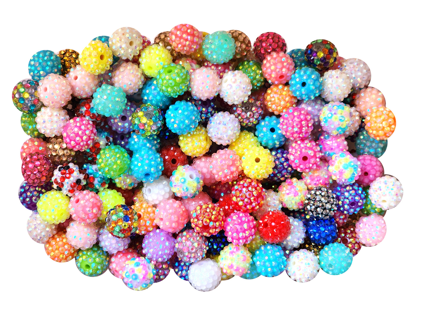 16mm rainbow rhinestone bubblegum beads