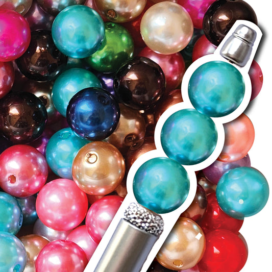 16mm teal pearl bubblegum beads - sold per bead