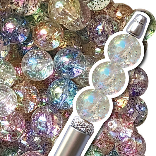 16mm clear glitter bubble bubblegum beads - sold per bead