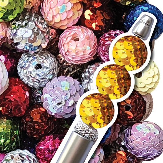 16mm gold sequin mermaid tail bubblegum beads - sold per bead