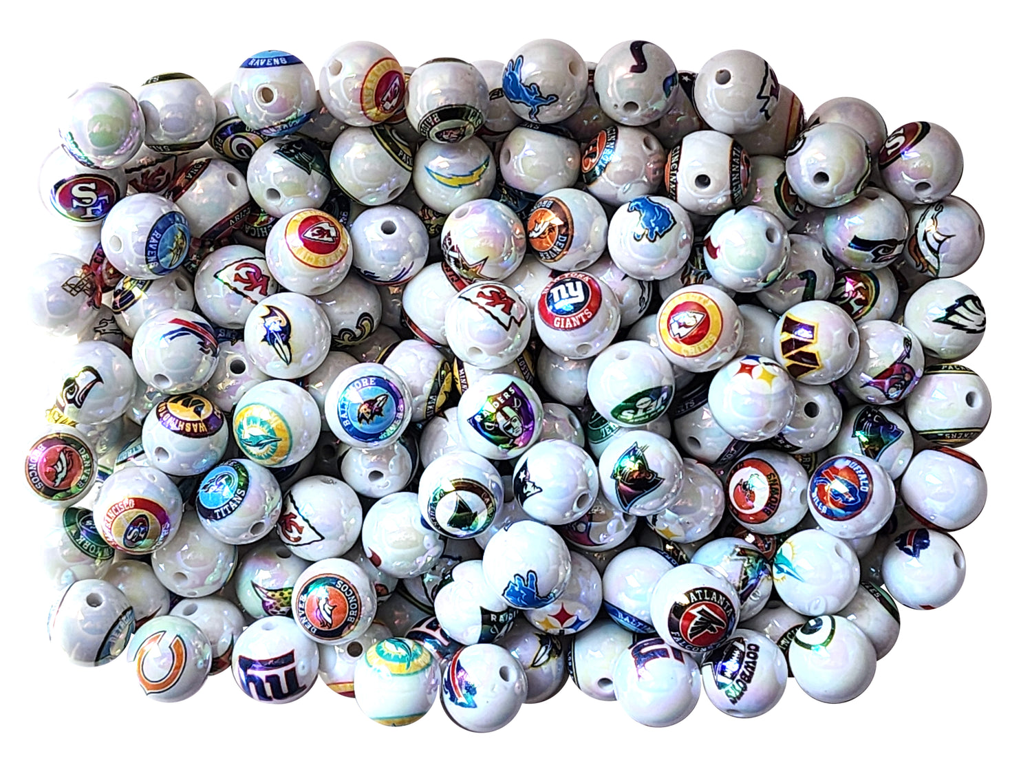 16mm AB nfl team logos custom printed wholesale bubblegum beads