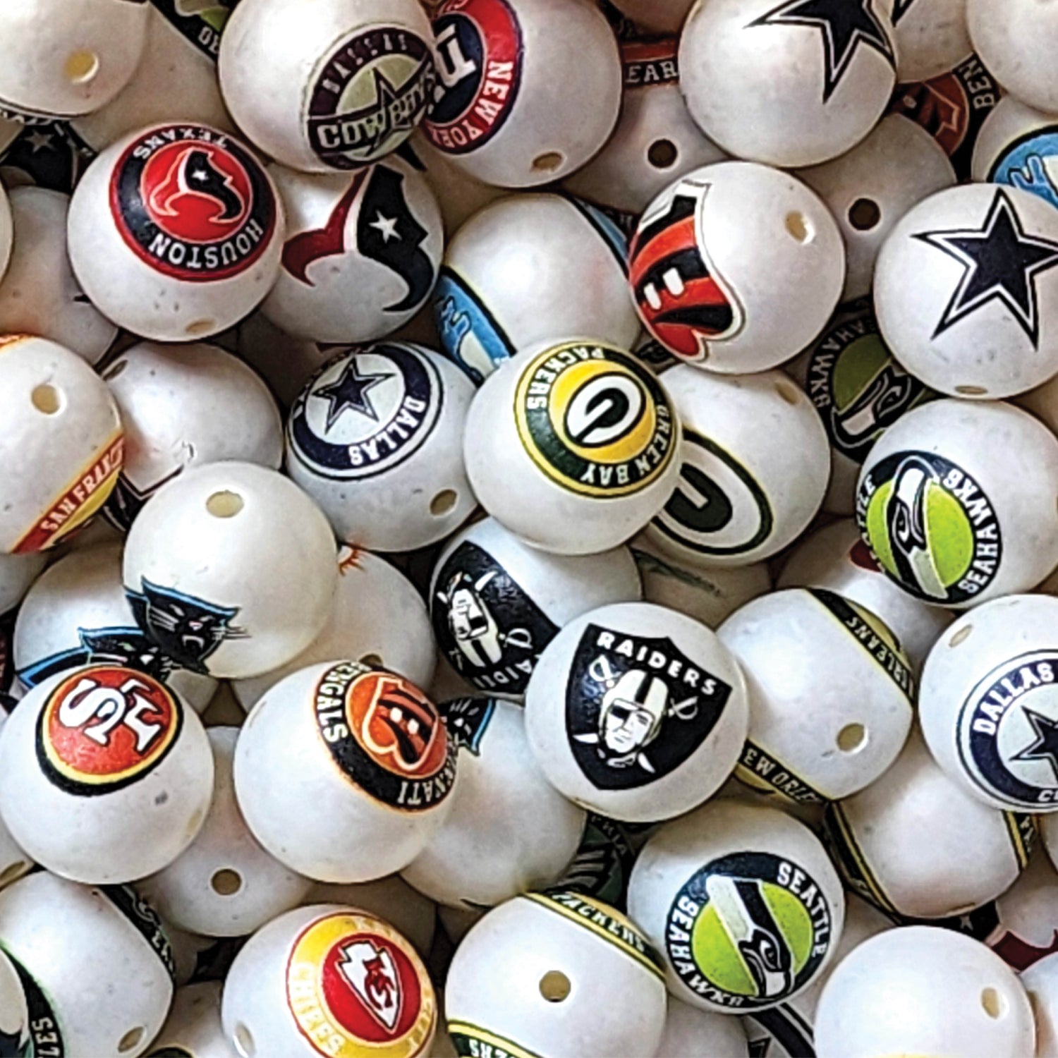 16mm nfl team logos custom printed wholesale bubblegum beads