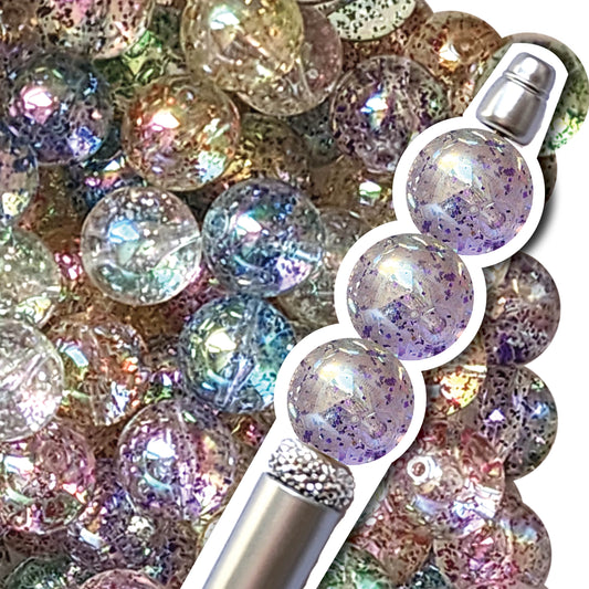 16mm purple glitter bubble bubblegum beads - sold per bead