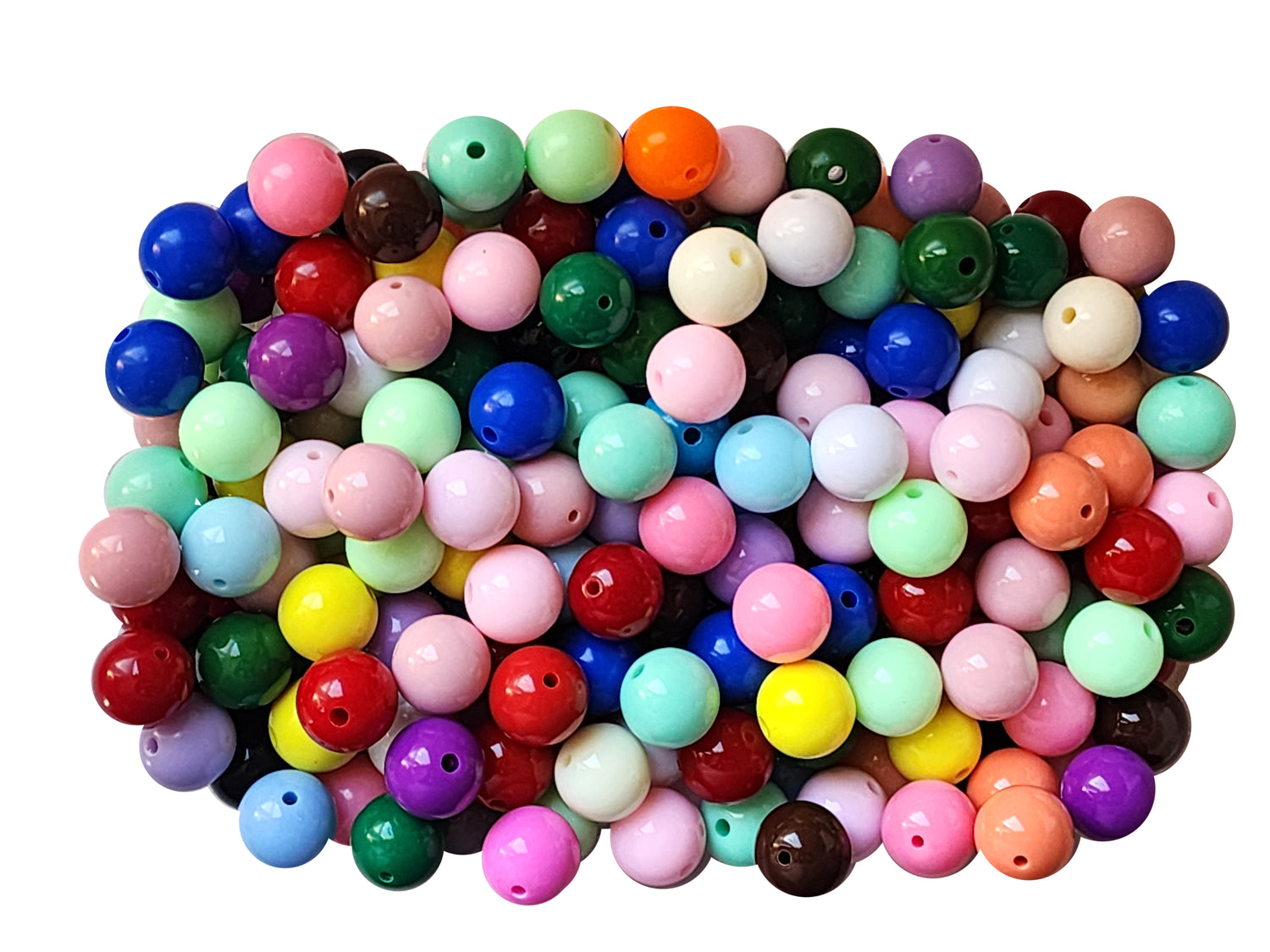 16mm rainbow plain solid bubblegum beads