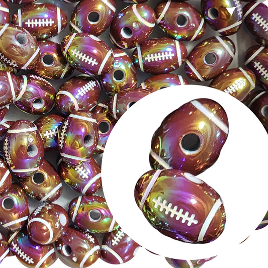 AB football shaped 17mm x 12mm printed bubblegum beads