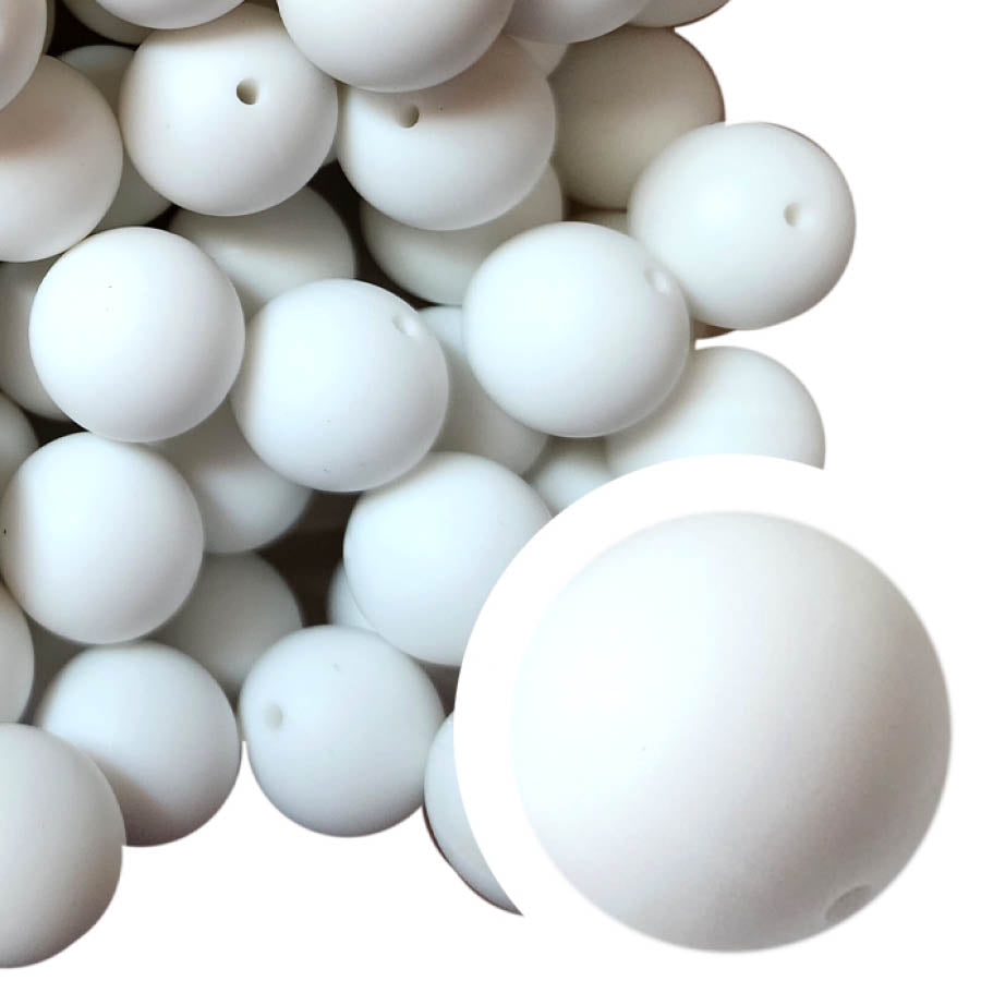 20mm white round silicone beads