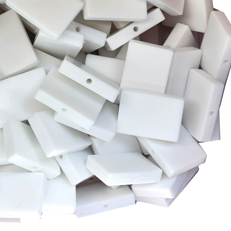 28mm x 20mm white horizontal rectangle flat focal silicone beads