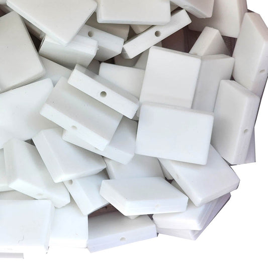 28mm x 20mm white horizontal rectangle flat focal silicone beads