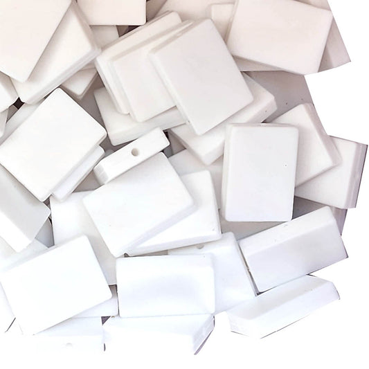 20mm x 28mm white vertical rectangle flat focal silicone beads