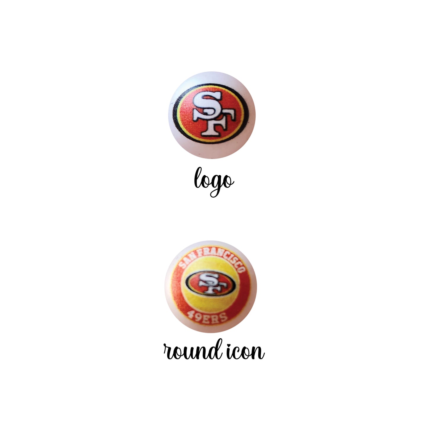 16mm san francisco 49ers nfl team logos custom printed bubblegum beads - sold per bead