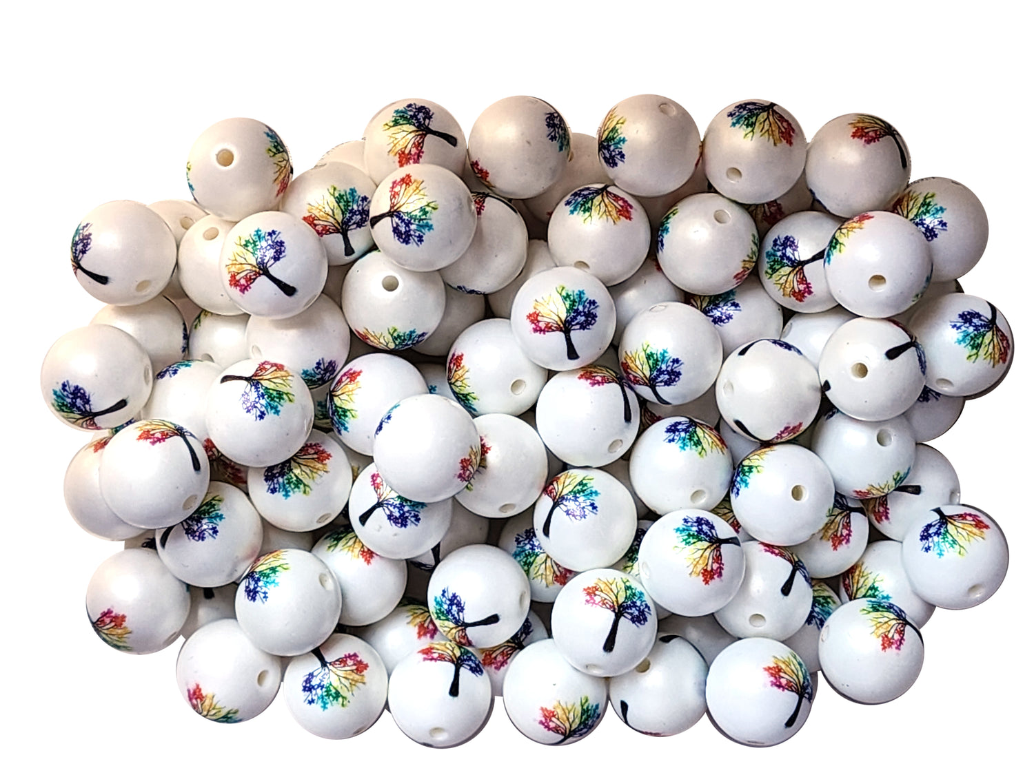 4 seasons tree 20mm printed wholesale bubblegum beads