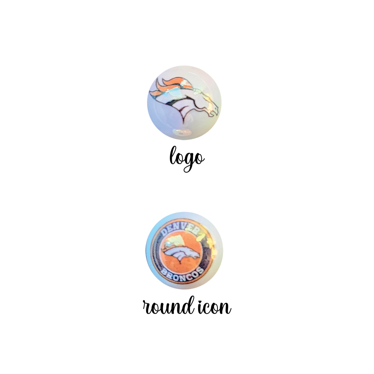 16mm AB denver broncos nfl team logos custom printed bubblegum beads - sold per bead