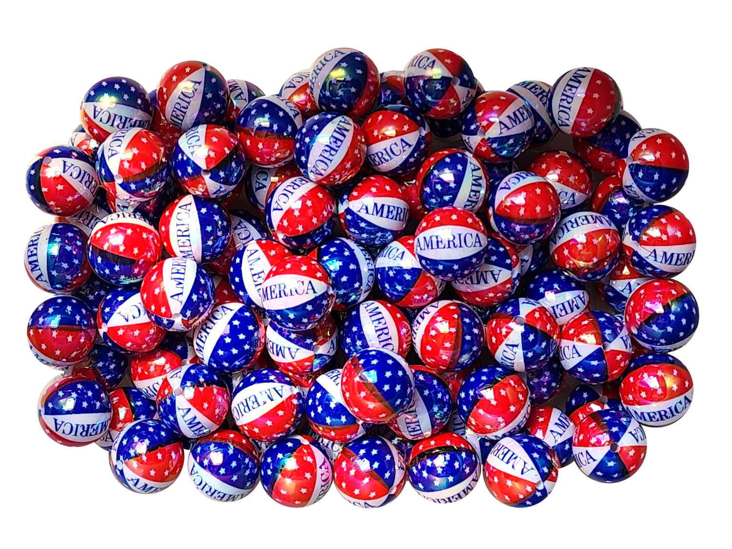 america AB 20mm printed bubblegum beads