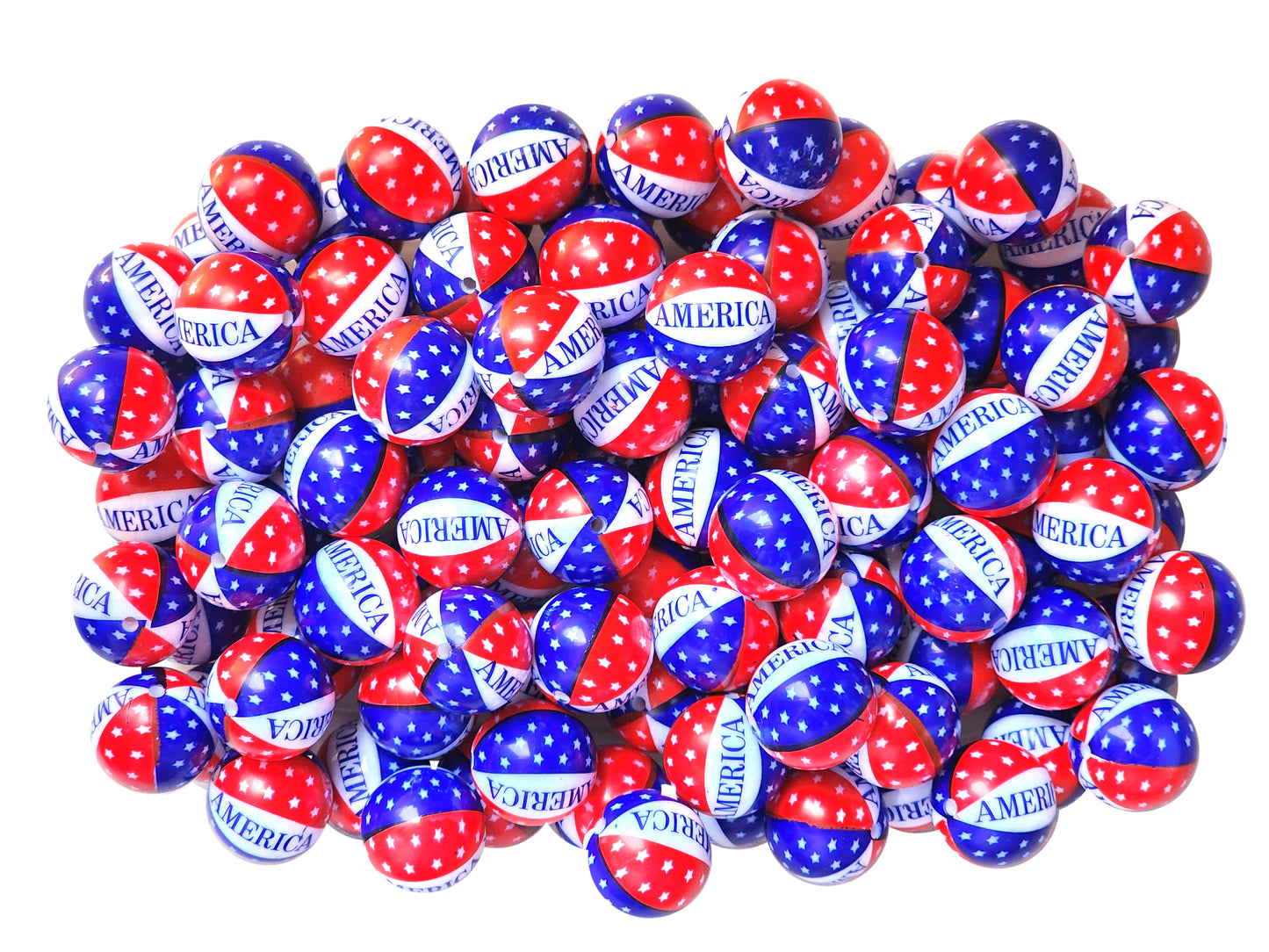america 20mm printed bubblegum beads
