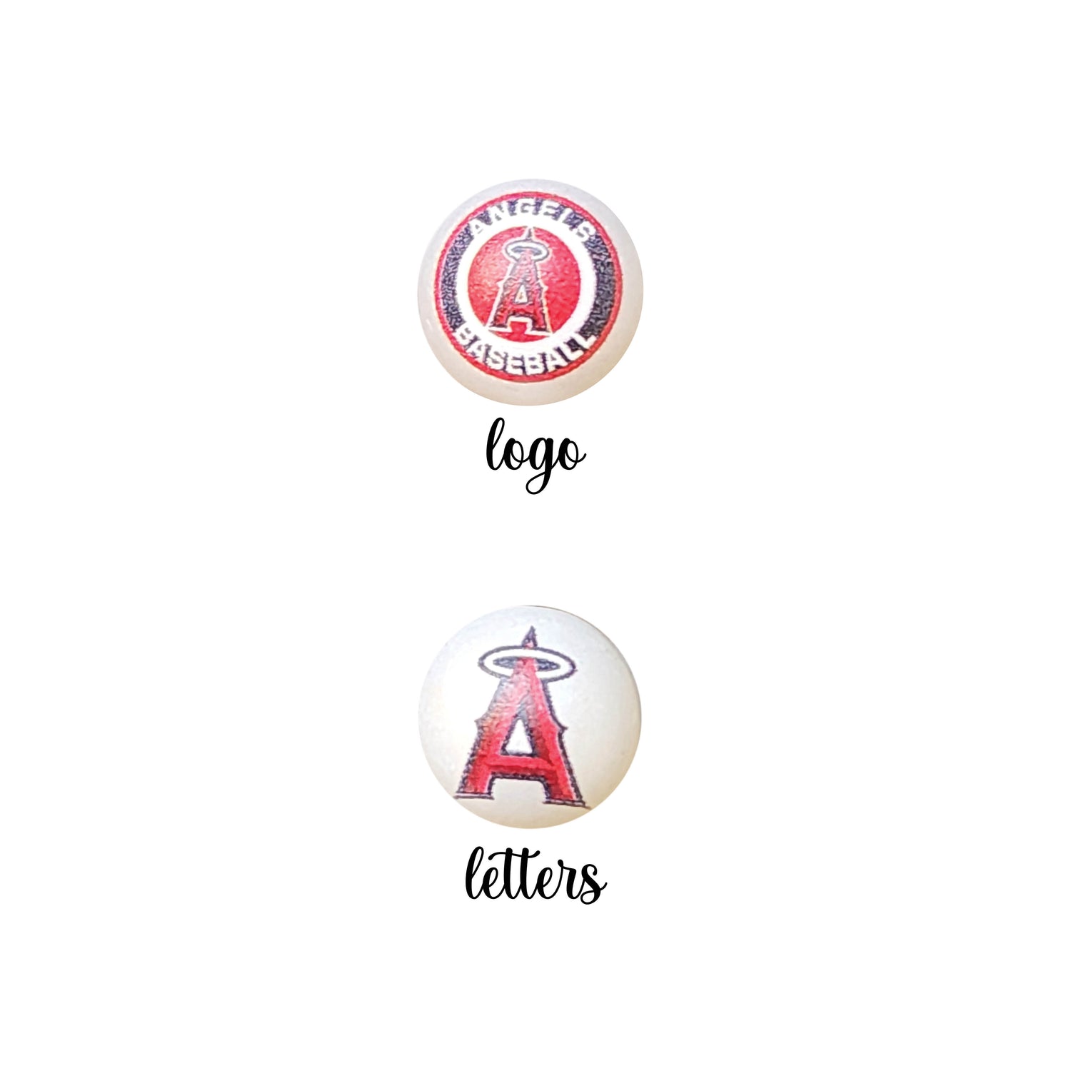 16mm los angeles angels mlb team logos custom printed bubblegum beads - sold per bead