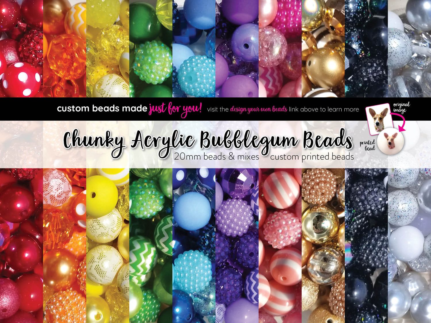 K- 514- 20mm Striped Chunky Bubble Gum Beads Bulk Bag Wholesale 100 Co – My  Pretty Posh Princess