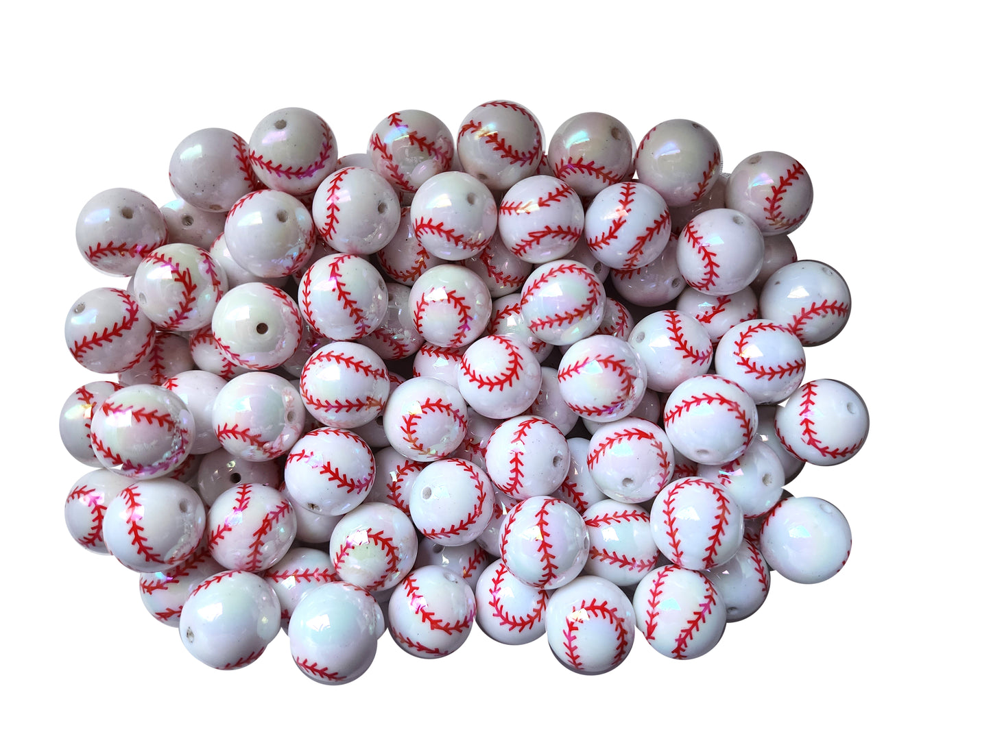 baseball AB 20mm printed wholesale bubblegum beads