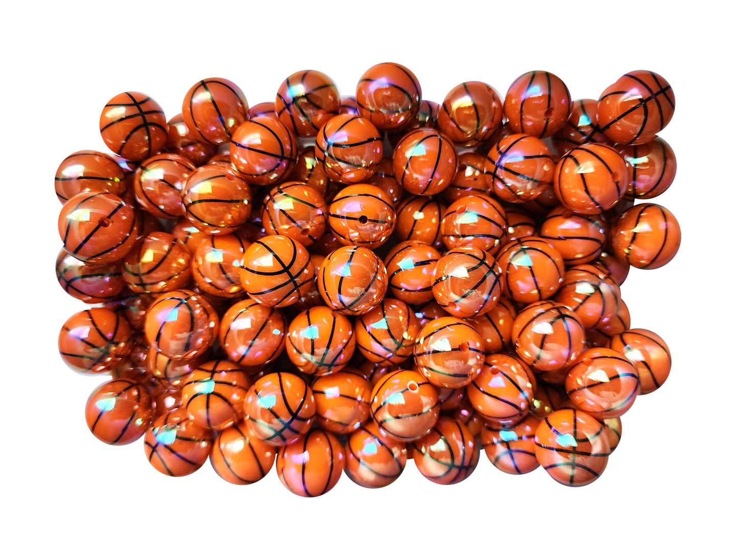 basketball AB 20mm printed bubblegum beads