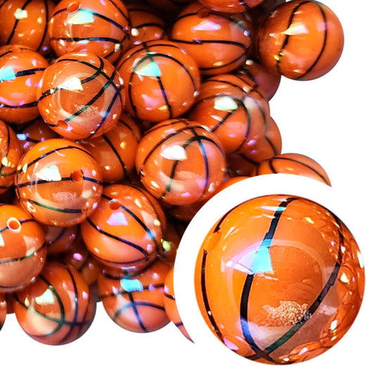 basketball AB 20mm printed bubblegum beads