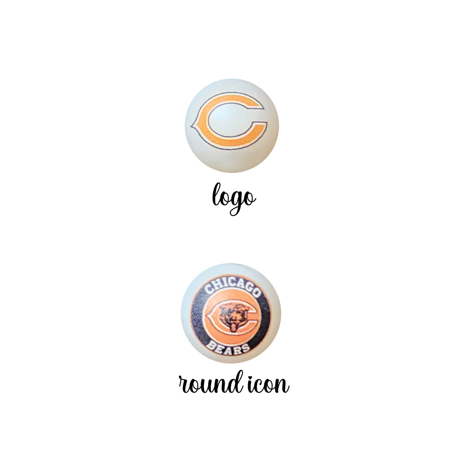 16mm chicago bears nfl team logos custom printed bubblegum beads - sold per bead