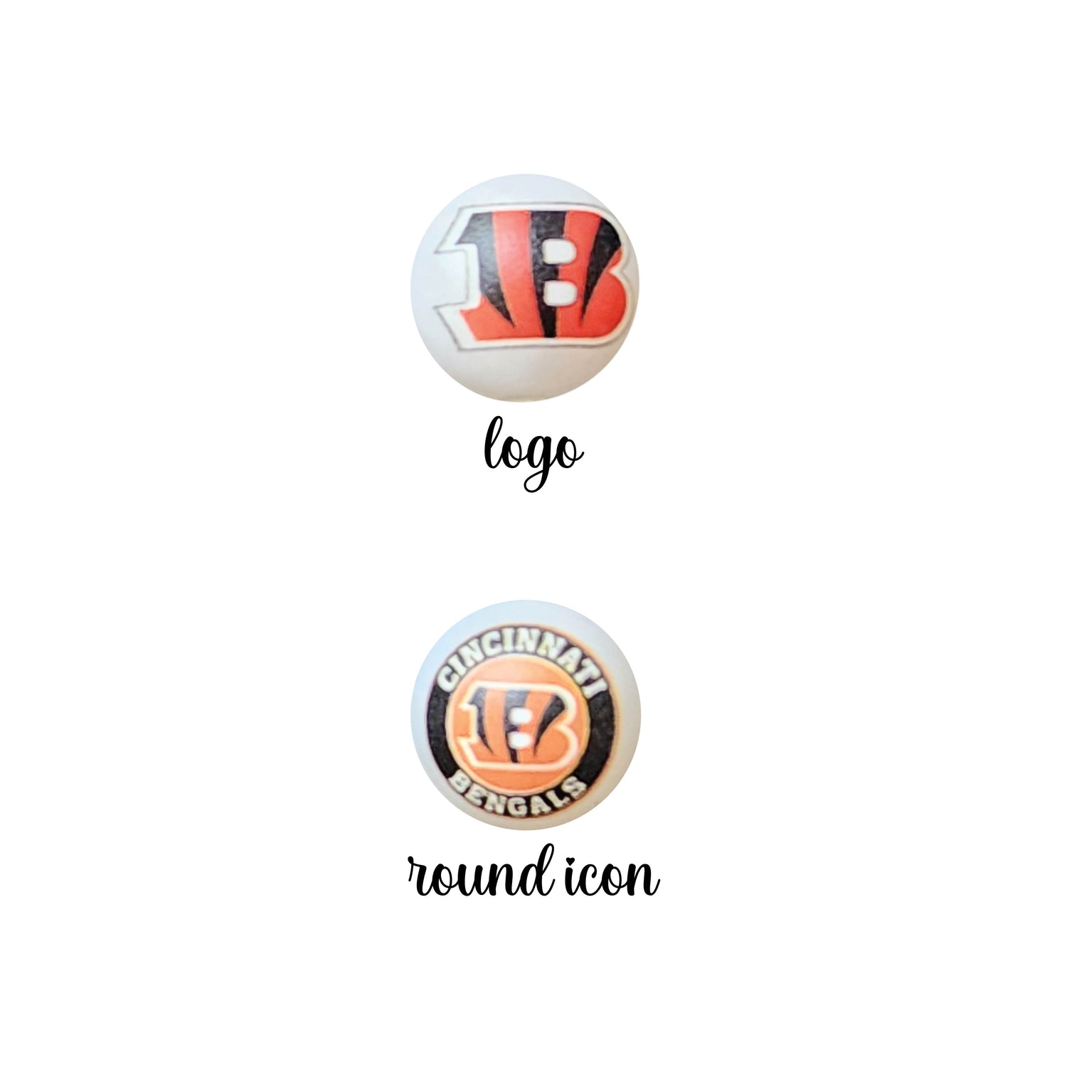 16mm cincinnati bengals nfl team logos custom printed bubblegum beads - sold per bead